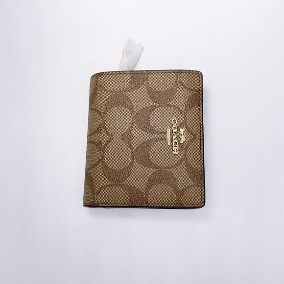 COACH C3771 Snap Wallet In Signature Canvas With Rainbow Colorblock Interior NWT - Picture 4 of 11